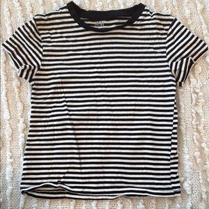 H&M Black and White Striped Short Sleeve Tee
